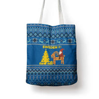 Sweden Christmas Tote Bag with Gnome Yule Goat Royal Crest and Nordic Pattern - Wonder Print Shop
