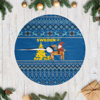 Sweden Christmas Tree Skirt with Gnome Yule Goat Royal Crest and Nordic Pattern - Wonder Print Shop