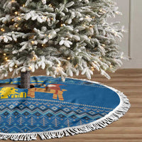Sweden Christmas Tree Skirt with Gnome Yule Goat Royal Crest and Nordic Pattern - Wonder Print Shop