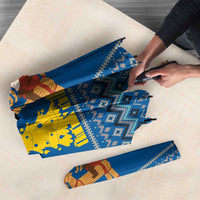 Sweden Christmas Umbrella with Gnome Yule Goat Royal Crest and Nordic Pattern - Wonder Print Shop