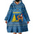 Sweden Christmas Wearable Blanket Hoodie with Gnome Yule Goat Royal Crest and Nordic Pattern - Wonder Print Shop