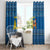 Sweden Christmas Window Curtain with Gnome Yule Goat Royal Crest and Nordic Pattern - Wonder Print Shop