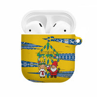 Sweden Christmas AirPods Case with Santa Lucia Girl Midsummer Pole Swedish Flag and Nordic Pattern Design - Wonder Print Shop