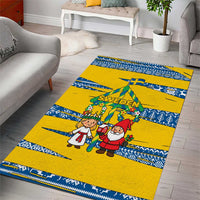 Sweden Christmas Area Rug with Santa Lucia Girl Midsummer Pole Swedish Flag and Nordic Pattern Design - Wonder Print Shop