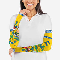 Sweden Christmas Arm Sleeves with Santa Lucia Girl Midsummer Pole Swedish Flag and Nordic Pattern Design - Wonder Print Shop