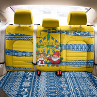 Sweden Christmas Back Car Seat Cover with Santa Lucia Girl Midsummer Pole Swedish Flag and Nordic Pattern Design - Wonder Print Shop