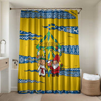 Sweden Christmas Bathroom Set with Santa Lucia Girl Midsummer Pole Swedish Flag and Nordic Pattern Design - Wonder Print Shop