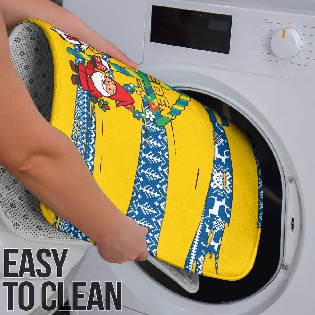 Sweden Christmas Bathroom Set with Santa Lucia Girl Midsummer Pole Swedish Flag and Nordic Pattern Design - Wonder Print Shop