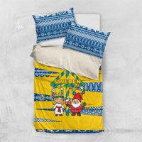 Sweden Christmas Bedding Set with Santa Lucia Girl Midsummer Pole Swedish Flag and Nordic Pattern Design - Wonder Print Shop