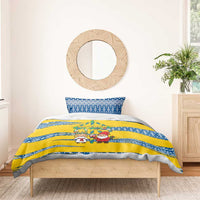 Sweden Christmas Bedding Set with Santa Lucia Girl Midsummer Pole Swedish Flag and Nordic Pattern Design - Wonder Print Shop