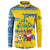 Sweden Christmas Button Sweatshirt with Santa Lucia Girl Midsummer Pole Swedish Flag and Nordic Pattern Design - Wonder Print Shop