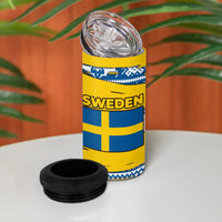 Sweden Christmas 4 in 1 Can Cooler Tumbler with Santa Lucia Girl Midsummer Pole Swedish Flag and Nordic Pattern Design - Wonder Print Shop