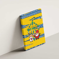 Sweden Christmas Canvas Wall Art with Santa Lucia Girl Midsummer Pole Swedish Flag and Nordic Pattern Design - Wonder Print Shop