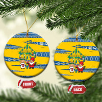 Sweden Christmas Ceramic Ornament with Santa Lucia Girl Midsummer Pole Swedish Flag and Nordic Pattern Design - Wonder Print Shop