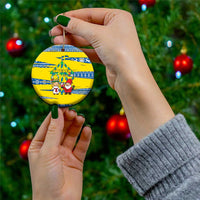 Sweden Christmas Ceramic Ornament with Santa Lucia Girl Midsummer Pole Swedish Flag and Nordic Pattern Design - Wonder Print Shop