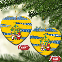 Sweden Christmas Ceramic Ornament with Santa Lucia Girl Midsummer Pole Swedish Flag and Nordic Pattern Design - Wonder Print Shop