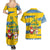 Sweden Christmas Couples Matching Summer Maxi Dress and Hawaiian Shirt with Santa Lucia Girl Midsummer Pole Swedish Flag and Nordic Pattern Design - Wonder Print Shop