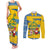 Sweden Christmas Couples Matching Tank Maxi Dress and Long Sleeve Button Shirt with Santa Lucia Girl Midsummer Pole Swedish Flag and Nordic Pattern Design - Wonder Print Shop