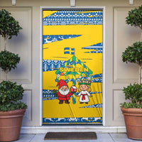 Sweden Christmas Door Cover with Santa Lucia Girl Midsummer Pole Swedish Flag and Nordic Pattern Design - Wonder Print Shop