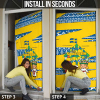 Sweden Christmas Door Cover with Santa Lucia Girl Midsummer Pole Swedish Flag and Nordic Pattern Design - Wonder Print Shop