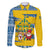 Sweden Christmas Family Matching Long Sleeve Bodycon Dress and Hawaiian Shirt with Santa Lucia Girl Midsummer Pole Swedish Flag and Nordic Pattern Design - Wonder Print Shop