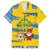 Sweden Christmas Family Matching Off The Shoulder Long Sleeve Dress and Hawaiian Shirt with Santa Lucia Girl Midsummer Pole Swedish Flag and Nordic Pattern Design - Wonder Print Shop