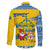 Sweden Christmas Family Matching Off The Shoulder Long Sleeve Dress and Hawaiian Shirt with Santa Lucia Girl Midsummer Pole Swedish Flag and Nordic Pattern Design - Wonder Print Shop