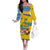 Sweden Christmas Family Matching Off The Shoulder Long Sleeve Dress and Hawaiian Shirt with Santa Lucia Girl Midsummer Pole Swedish Flag and Nordic Pattern Design - Wonder Print Shop