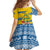 Sweden Christmas Family Matching Off Shoulder Short Dress and Hawaiian Shirt with Santa Lucia Girl Midsummer Pole Swedish Flag and Nordic Pattern Design - Wonder Print Shop