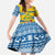 Sweden Christmas Family Matching Short Sleeve Bodycon Dress and Hawaiian Shirt with Santa Lucia Girl Midsummer Pole Swedish Flag and Nordic Pattern Design - Wonder Print Shop