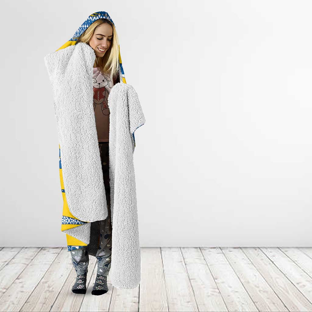 Sweden Christmas Hooded Blanket with Santa Lucia Girl Midsummer Pole Swedish Flag and Nordic Pattern Design - Wonder Print Shop