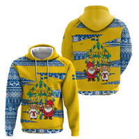 Sweden Christmas Hoodie with Santa Lucia Girl Midsummer Pole Swedish Flag and Nordic Pattern Design - Wonder Print Shop