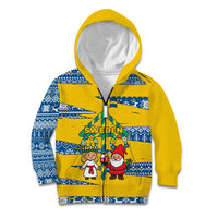 Sweden Christmas Kid Hoodie with Santa Lucia Girl Midsummer Pole Swedish Flag and Nordic Pattern Design - Wonder Print Shop