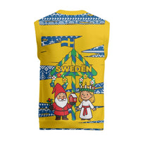 Sweden Christmas Knitted V-Neck Vest with Santa Lucia Girl Midsummer Pole Swedish Flag and Nordic Pattern Design - Wonder Print Shop