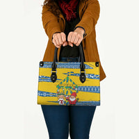 Sweden Christmas Leather Bag with Santa Lucia Girl Midsummer Pole Swedish Flag and Nordic Pattern Design - Wonder Print Shop