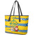Sweden Christmas Leather Tote Bag with Santa Lucia Girl Midsummer Pole Swedish Flag and Nordic Pattern Design - Wonder Print Shop