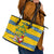 Sweden Christmas Leather Tote Bag with Santa Lucia Girl Midsummer Pole Swedish Flag and Nordic Pattern Design - Wonder Print Shop