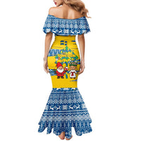 Sweden Christmas Mermaid Dress with Santa Lucia Girl Midsummer Pole Swedish Flag and Nordic Pattern Design - Wonder Print Shop