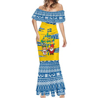 Sweden Christmas Mermaid Dress with Santa Lucia Girl Midsummer Pole Swedish Flag and Nordic Pattern Design - Wonder Print Shop