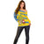 Sweden Christmas Off Shoulder Sweater with Santa Lucia Girl Midsummer Pole Swedish Flag and Nordic Pattern Design - Wonder Print Shop