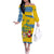 Sweden Christmas Off The Shoulder Long Sleeve Dress with Santa Lucia Girl Midsummer Pole Swedish Flag and Nordic Pattern Design - Wonder Print Shop