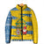 Sweden Christmas Padded Jacket with Santa Lucia Girl Midsummer Pole Swedish Flag and Nordic Pattern Design - Wonder Print Shop