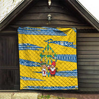 Sweden Christmas Quilt with Santa Lucia Girl Midsummer Pole Swedish Flag and Nordic Pattern Design - Wonder Print Shop