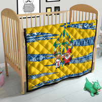 Sweden Christmas Quilt with Santa Lucia Girl Midsummer Pole Swedish Flag and Nordic Pattern Design - Wonder Print Shop