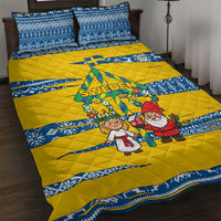 Sweden Christmas Quilt Bed Set with Santa Lucia Girl Midsummer Pole Swedish Flag and Nordic Pattern Design - Wonder Print Shop