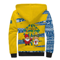 Sweden Christmas Sherpa Hoodie with Santa Lucia Girl Midsummer Pole Swedish Flag and Nordic Pattern Design - Wonder Print Shop