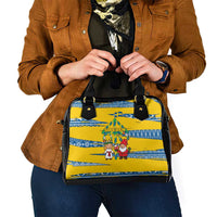 Sweden Christmas Shoulder Handbag with Santa Lucia Girl Midsummer Pole Swedish Flag and Nordic Pattern Design - Wonder Print Shop