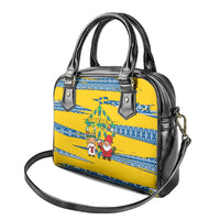 Sweden Christmas Shoulder Handbag with Santa Lucia Girl Midsummer Pole Swedish Flag and Nordic Pattern Design - Wonder Print Shop