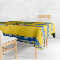 Sweden Christmas Tablecloth with Santa Lucia Girl Midsummer Pole Swedish Flag and Nordic Pattern Design - Wonder Print Shop