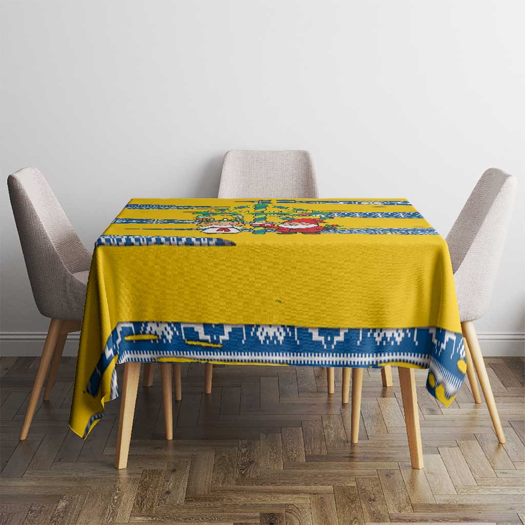 Sweden Christmas Tablecloth with Santa Lucia Girl Midsummer Pole Swedish Flag and Nordic Pattern Design - Wonder Print Shop